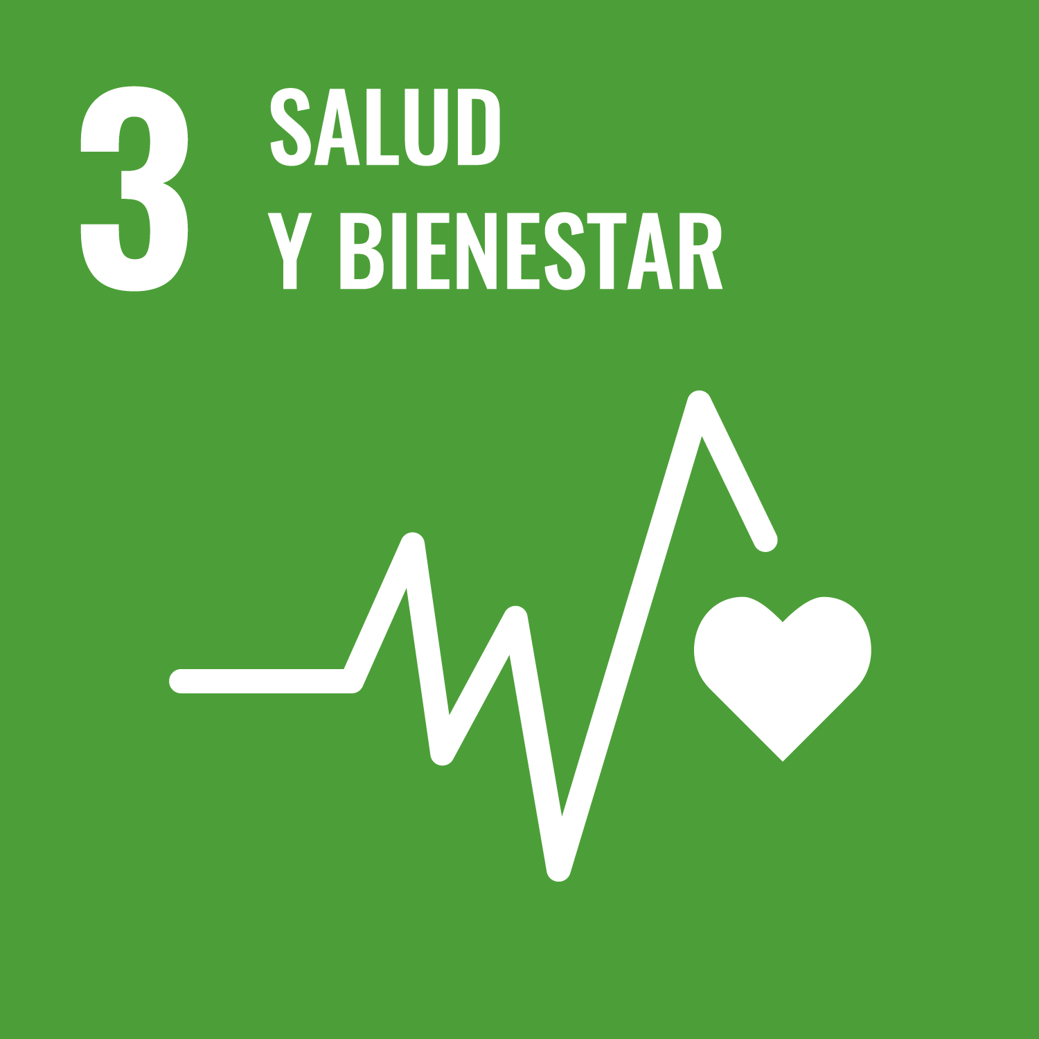 ODS 3 Salud y bienestar (dibujo de un latido de corazón)